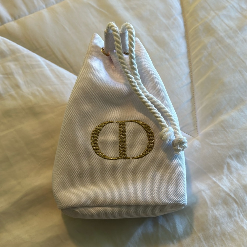 Christian Dior makeup pouch. Small. White and gold
